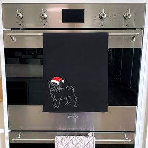 Pug Christmas Edition Tea Towel