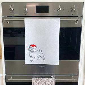Pug Christmas Edition Tea Towel