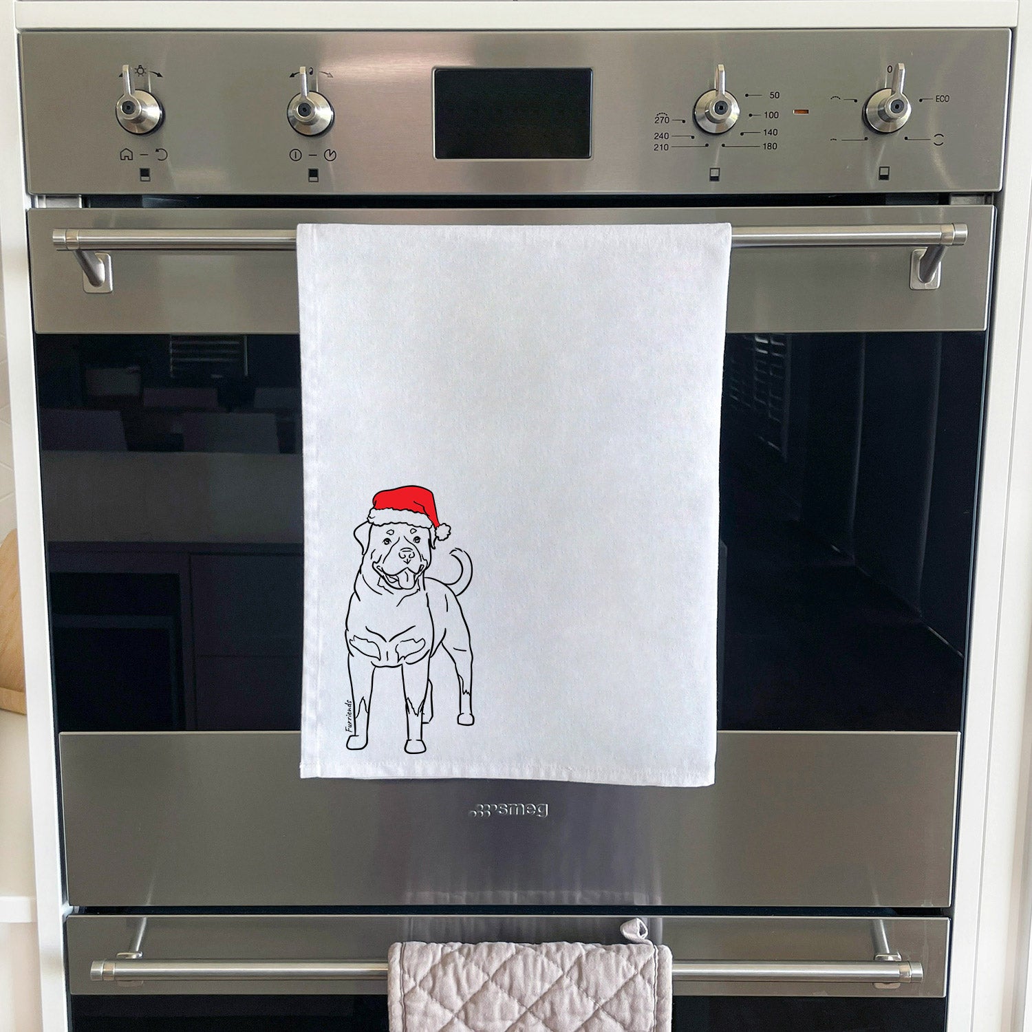 Rottweiler Christmas Edition Tea Towel
