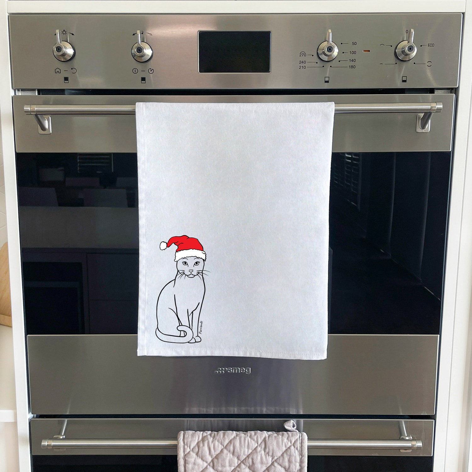 Russian Blue Christmas Edition Tea Towel