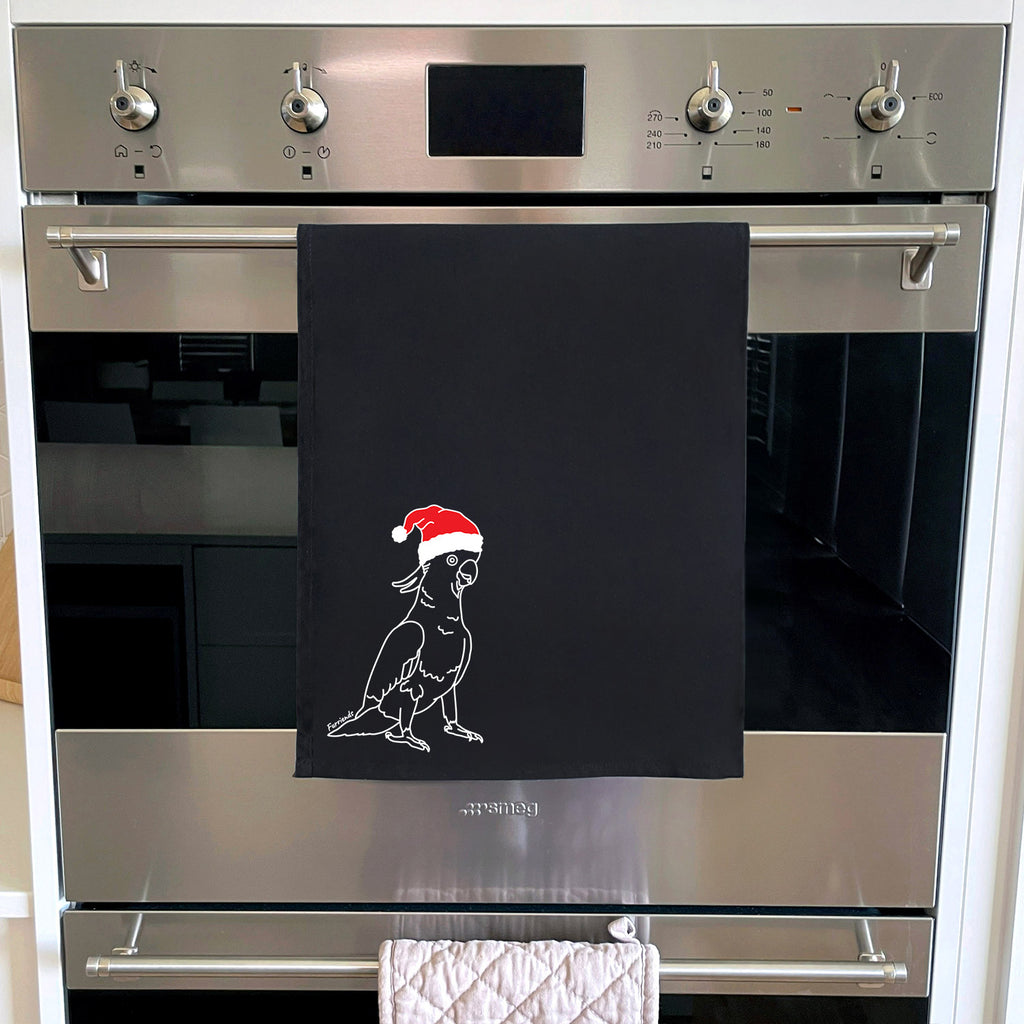 Sulphur-Crested Cockatoo Christmas Edition Tea Towel