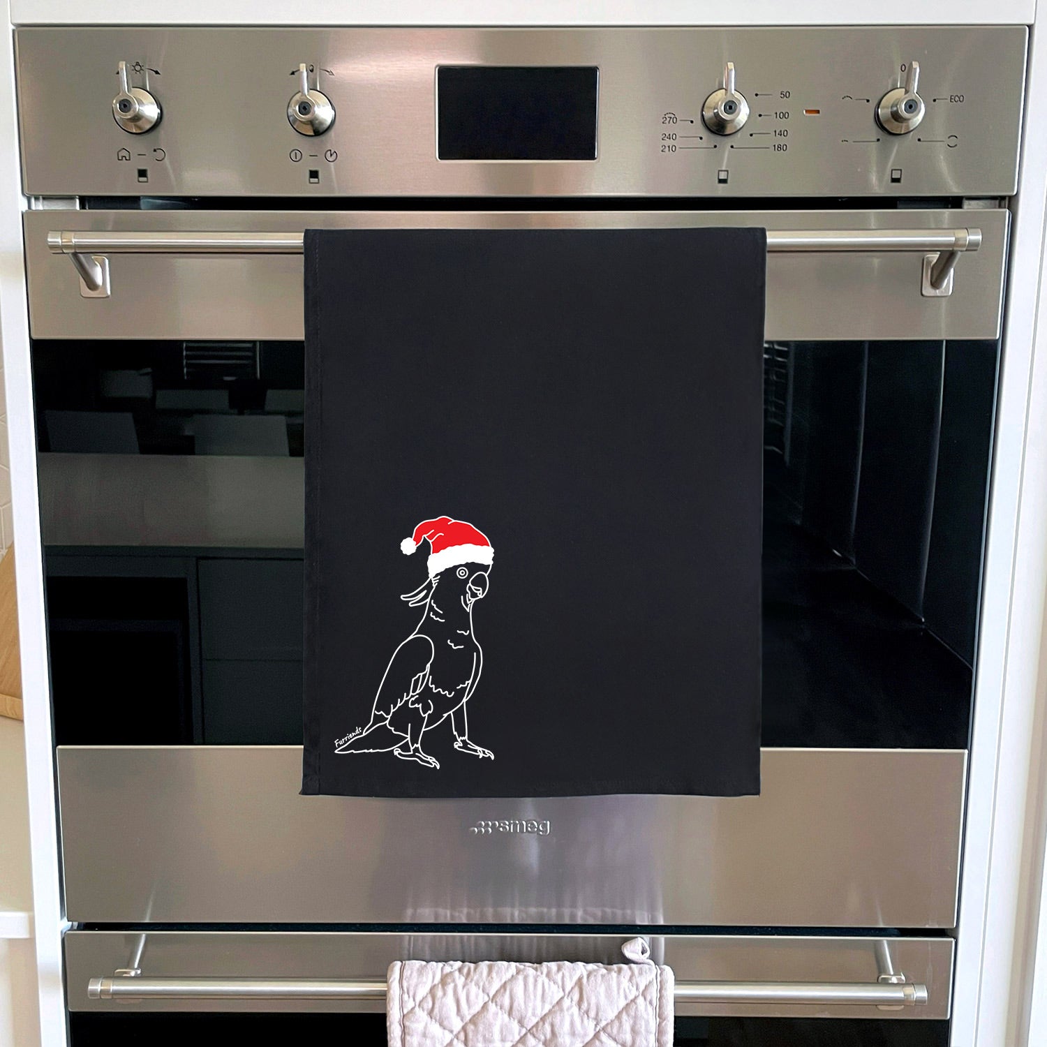Sulphur-Crested Cockatoo Christmas Edition Tea Towel