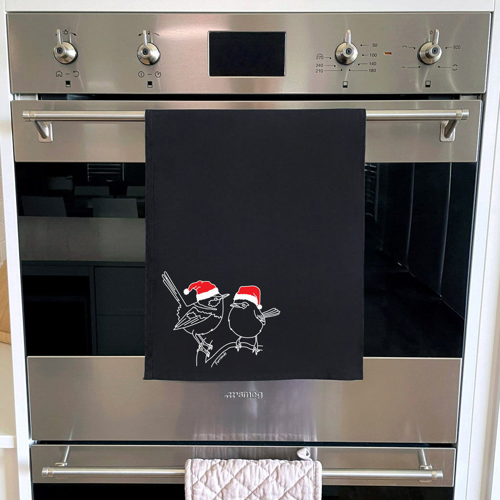 Superb Fairy Wren Christmas Edition Tea Towel
