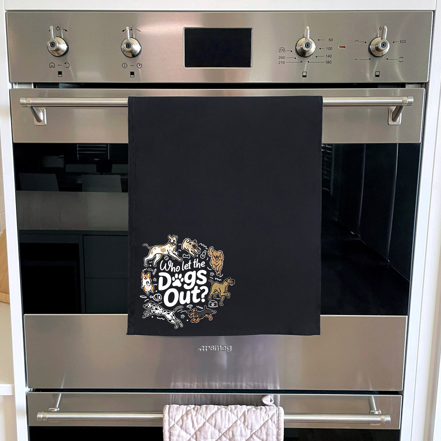 Who Let The Dogs Out? Tea Towel