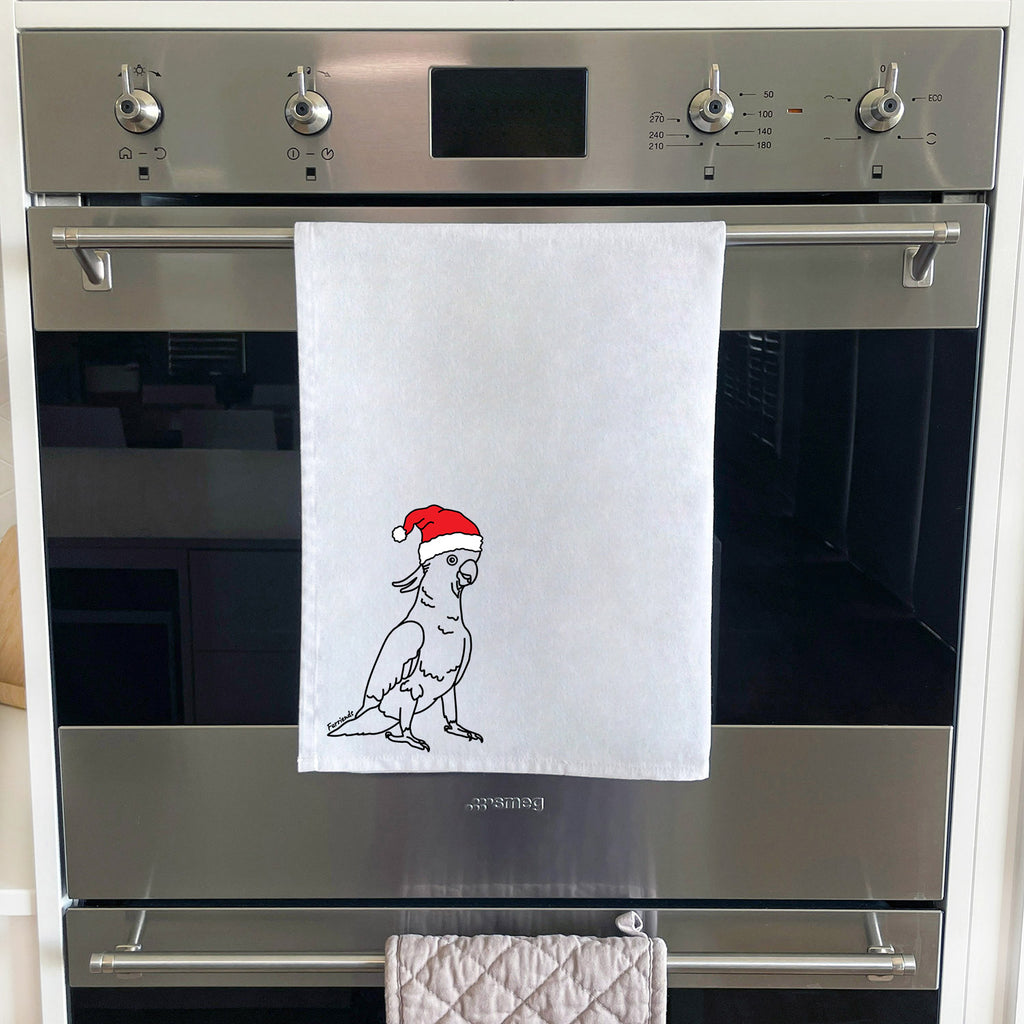 Sulphur-Crested Cockatoo Christmas Edition Tea Towel