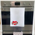Cat Mum Heart Tattoo Tea Towel