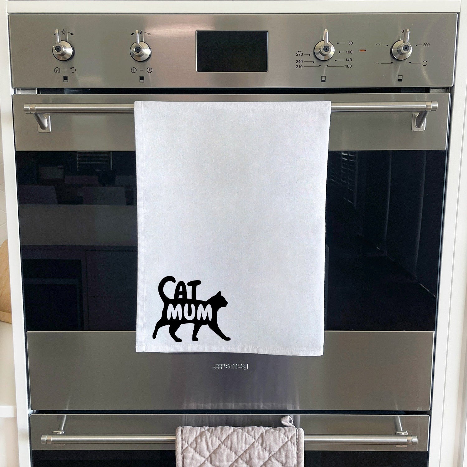 Cat Mum Silhouette Tea Towel
