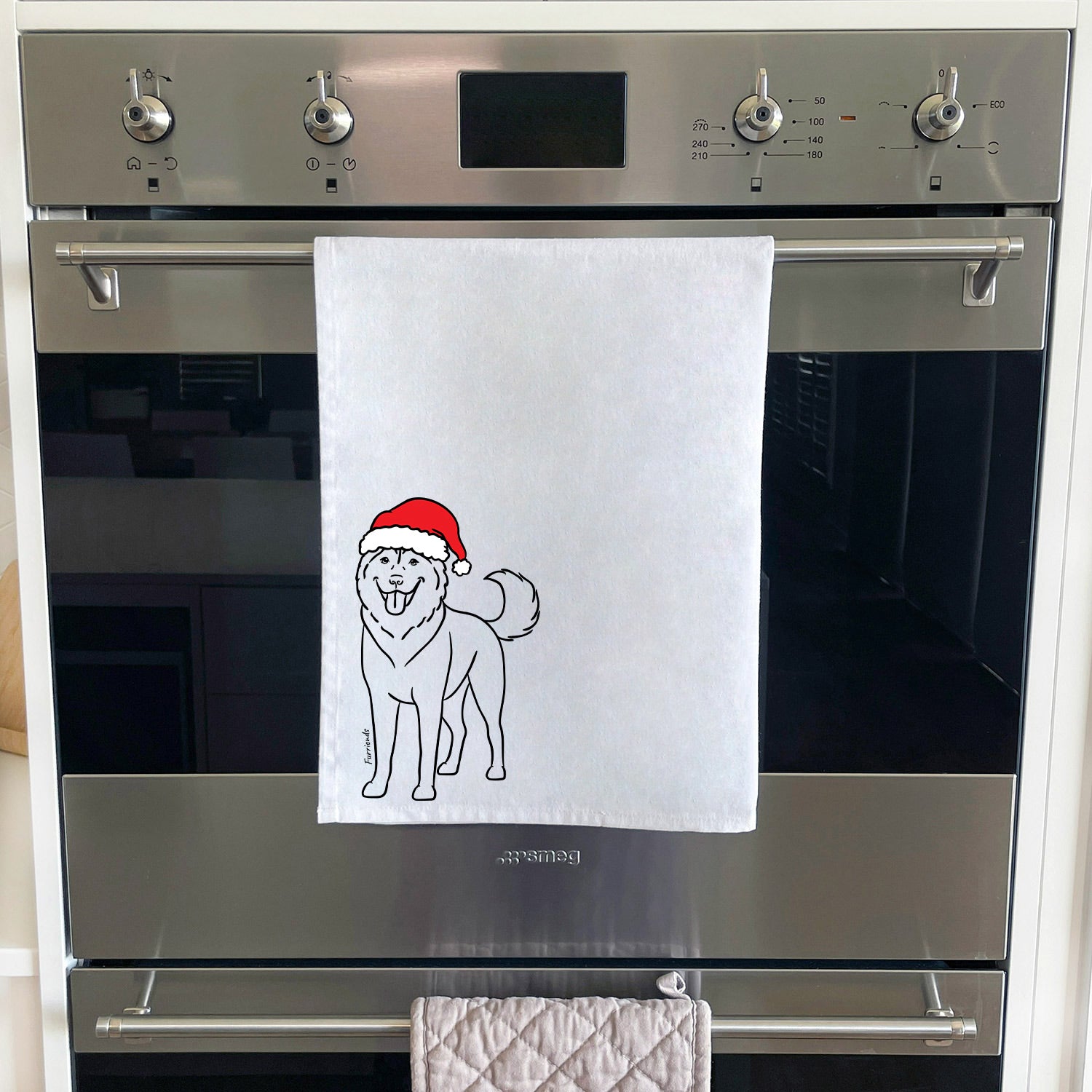 Husky Christmas Edition Tea Towel