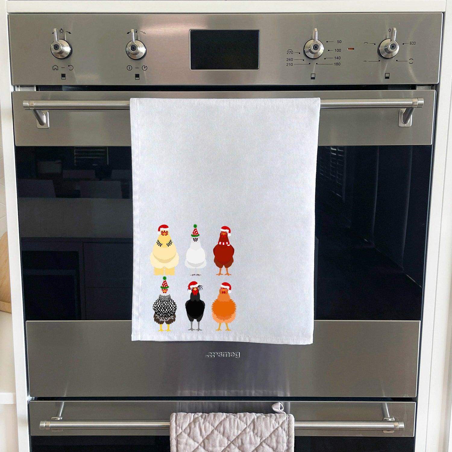 Merry Clucking Christmas Tea Towel