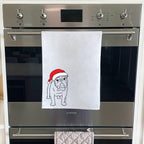 British Bulldog Christmas Edition Tea Towel