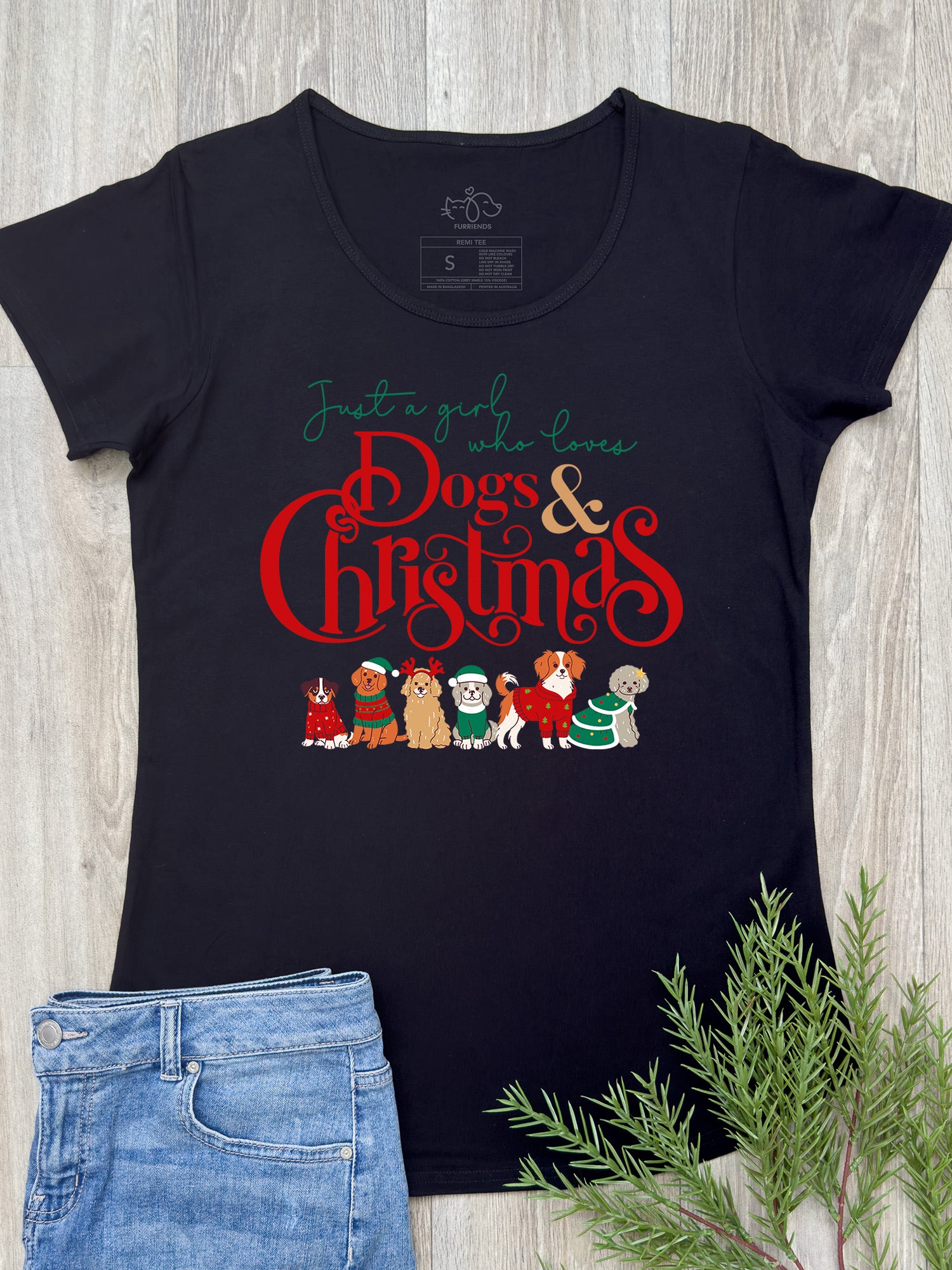 Just A Girl Who Loves Dogs & Christmas Remi Women's Tee