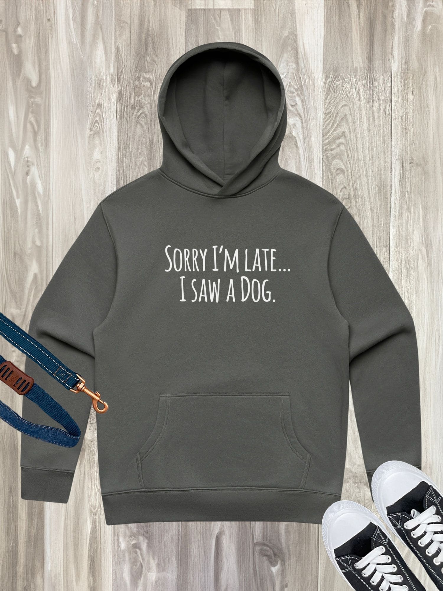 Sorry I'm Late, I Saw A Dog (Text) Men's Comfort Hood