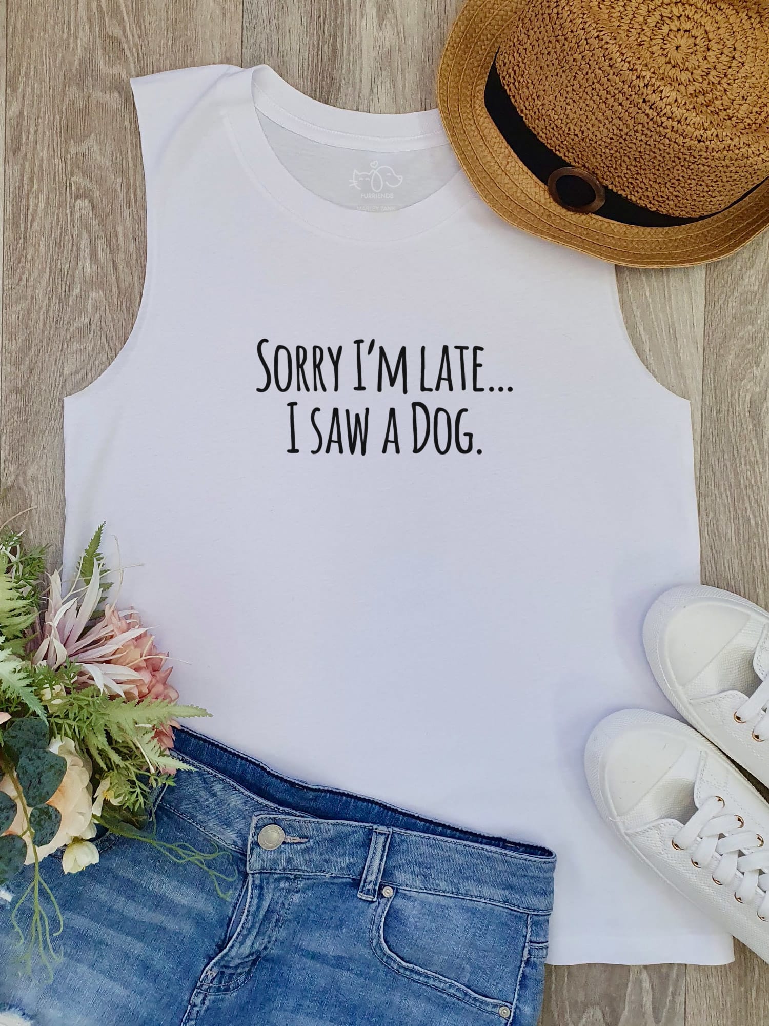 Sorry I'm Late, I Saw A Dog (Text) Marley Tank