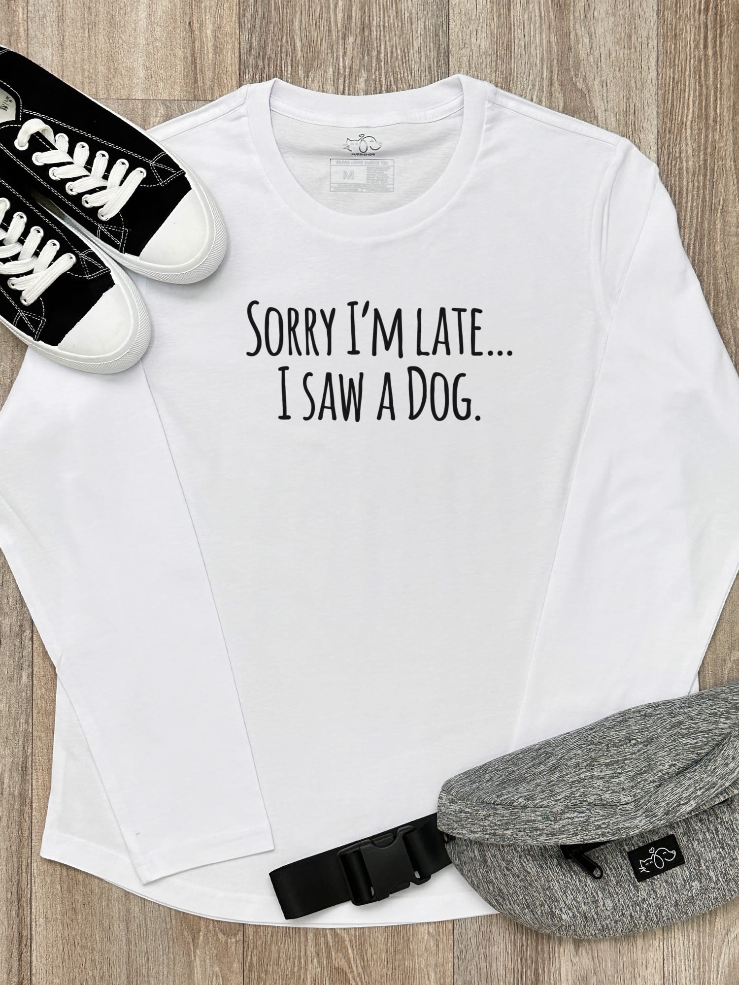 Sorry I'm Late, I Saw A Dog (Text) Olivia Women's Long Sleeve Tee