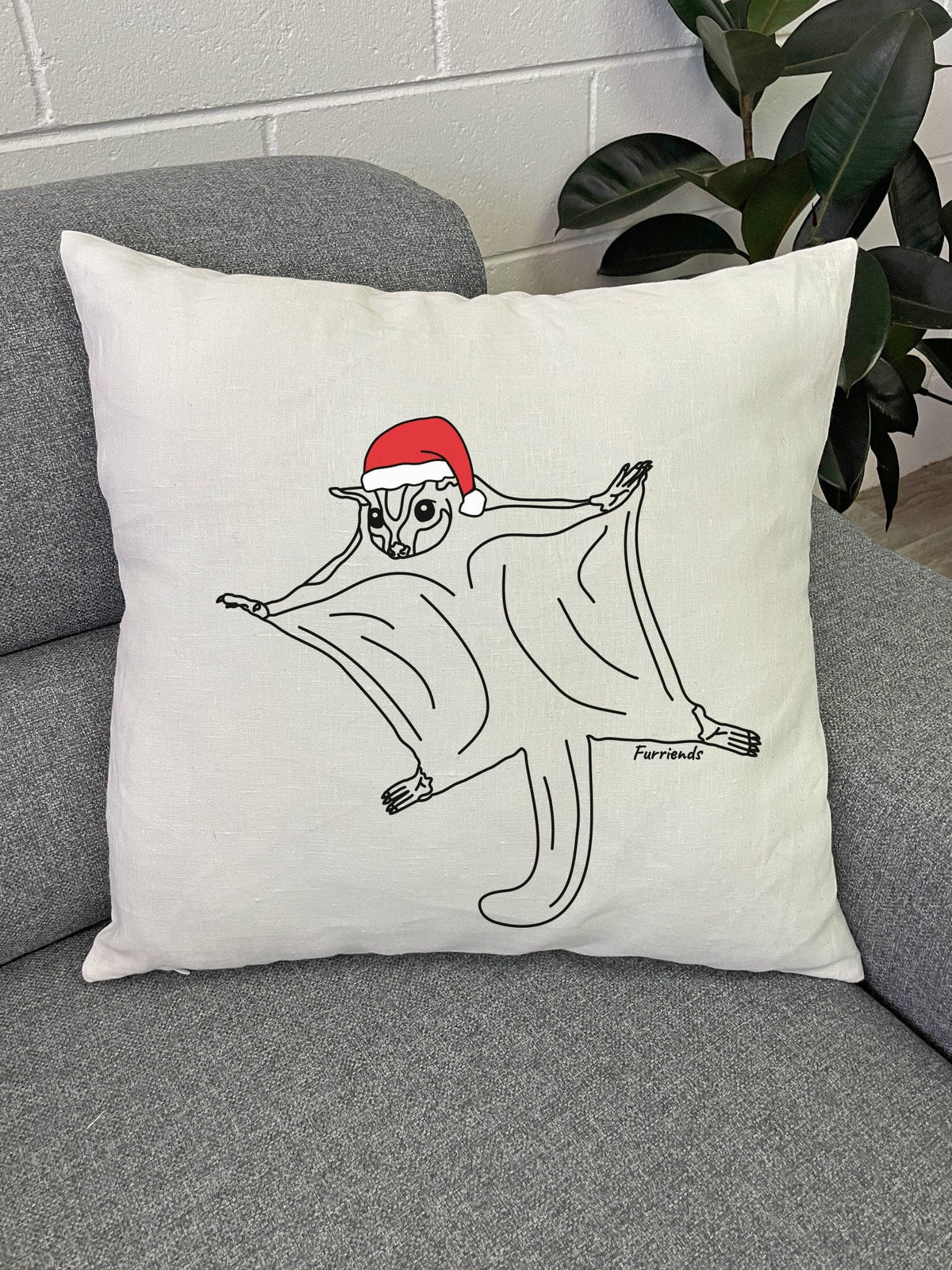 Sugar Glider Christmas Edition Linen Cushion Cover