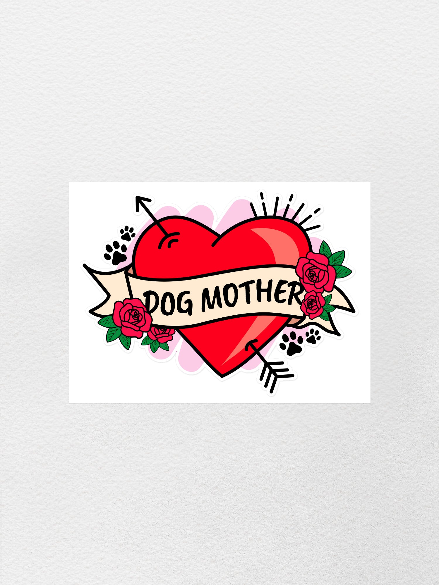 Dog Mother Heart Tattoo Sticker