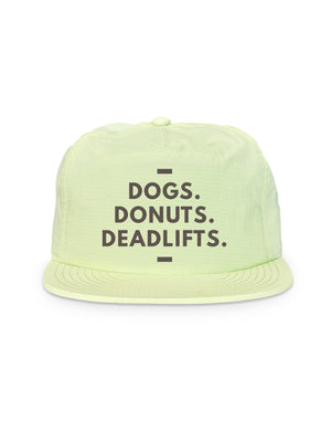 Dogs. Donuts. Deadlifts. Quick-Dry Cap
