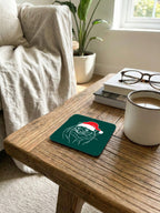 Tasmanian Devil Christmas Edition Green coaster in a coffee scene