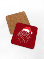 Tasmanian Devil Christmas Edition Red coaster cork backing