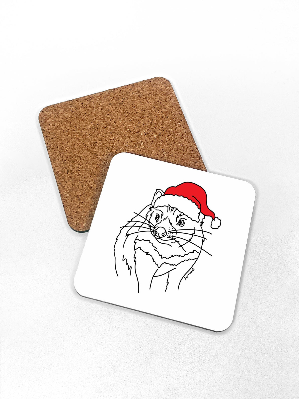 Tasmanian Devil Christmas Edition White coaster cork backing