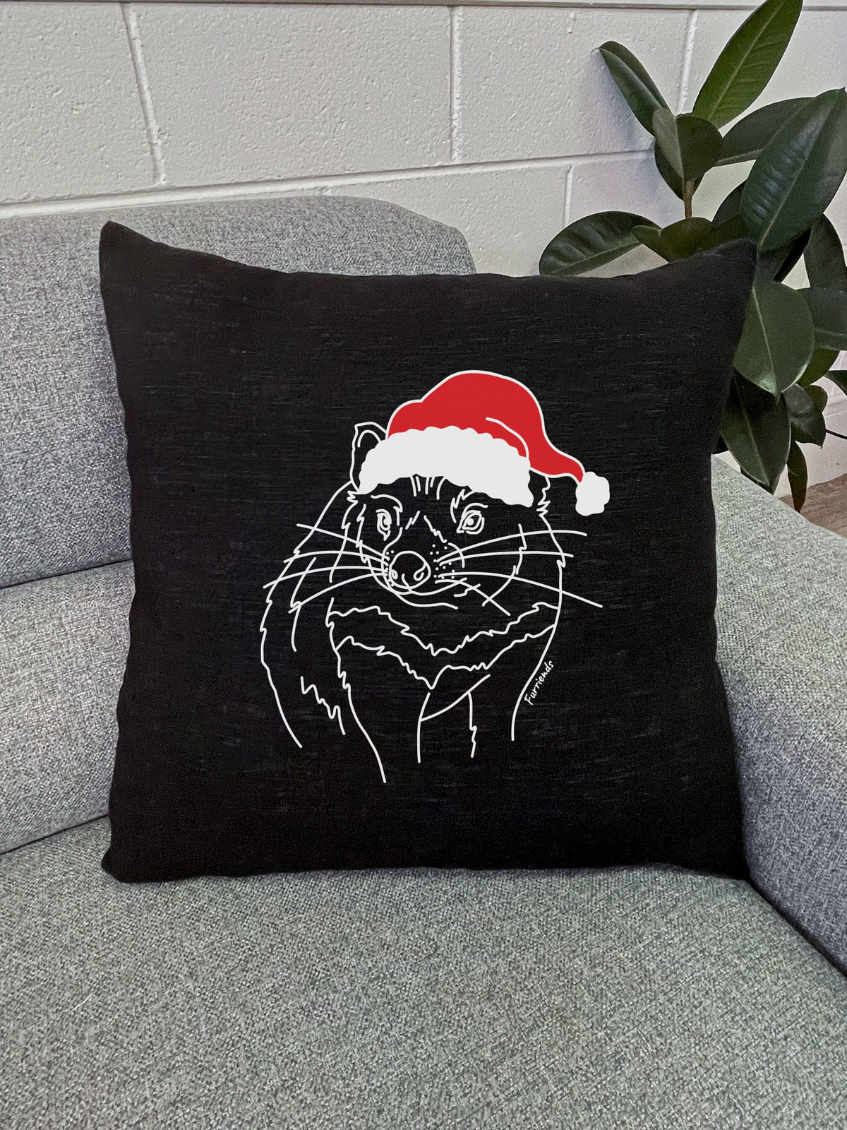Tasmanian Devil Christmas Edition Linen Cushion Cover