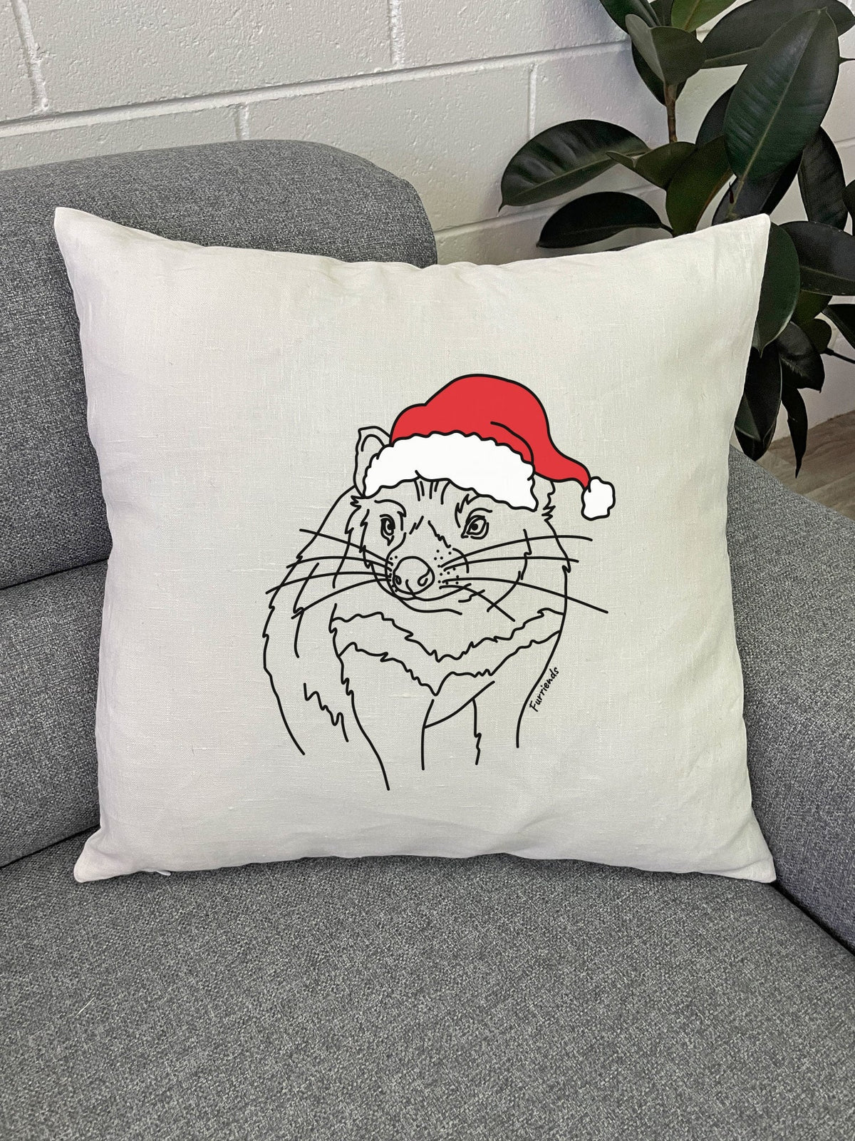 Tasmanian Devil Christmas Edition Linen Cushion Cover