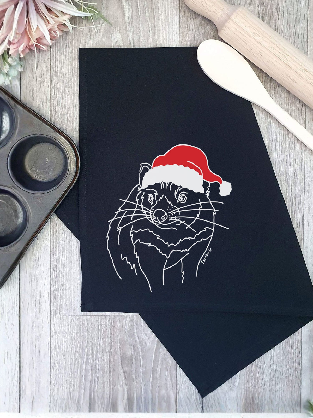 Tasmanian Devil Christmas Edition Tea Towel