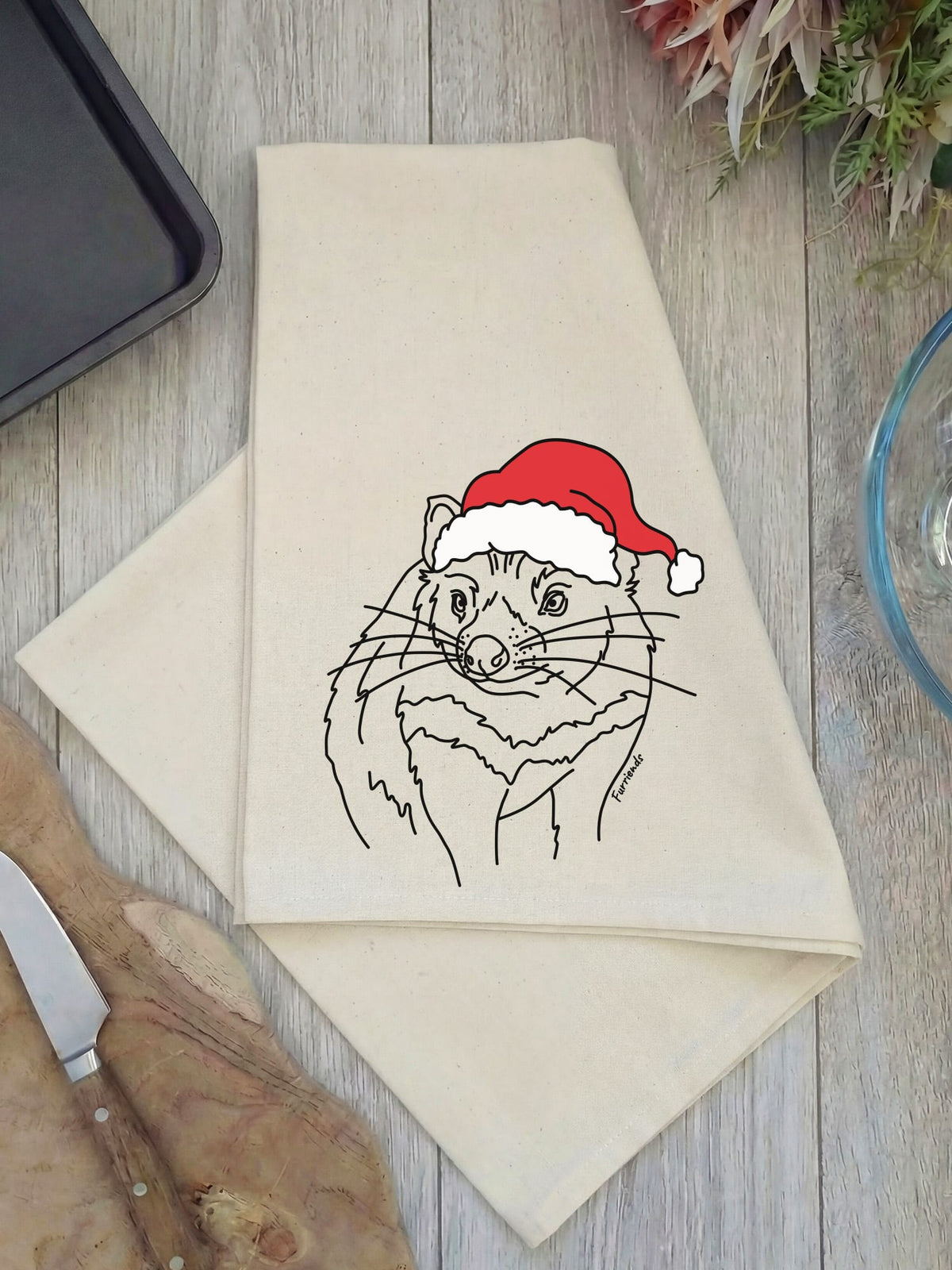 Tasmanian Devil Christmas Edition Tea Towel