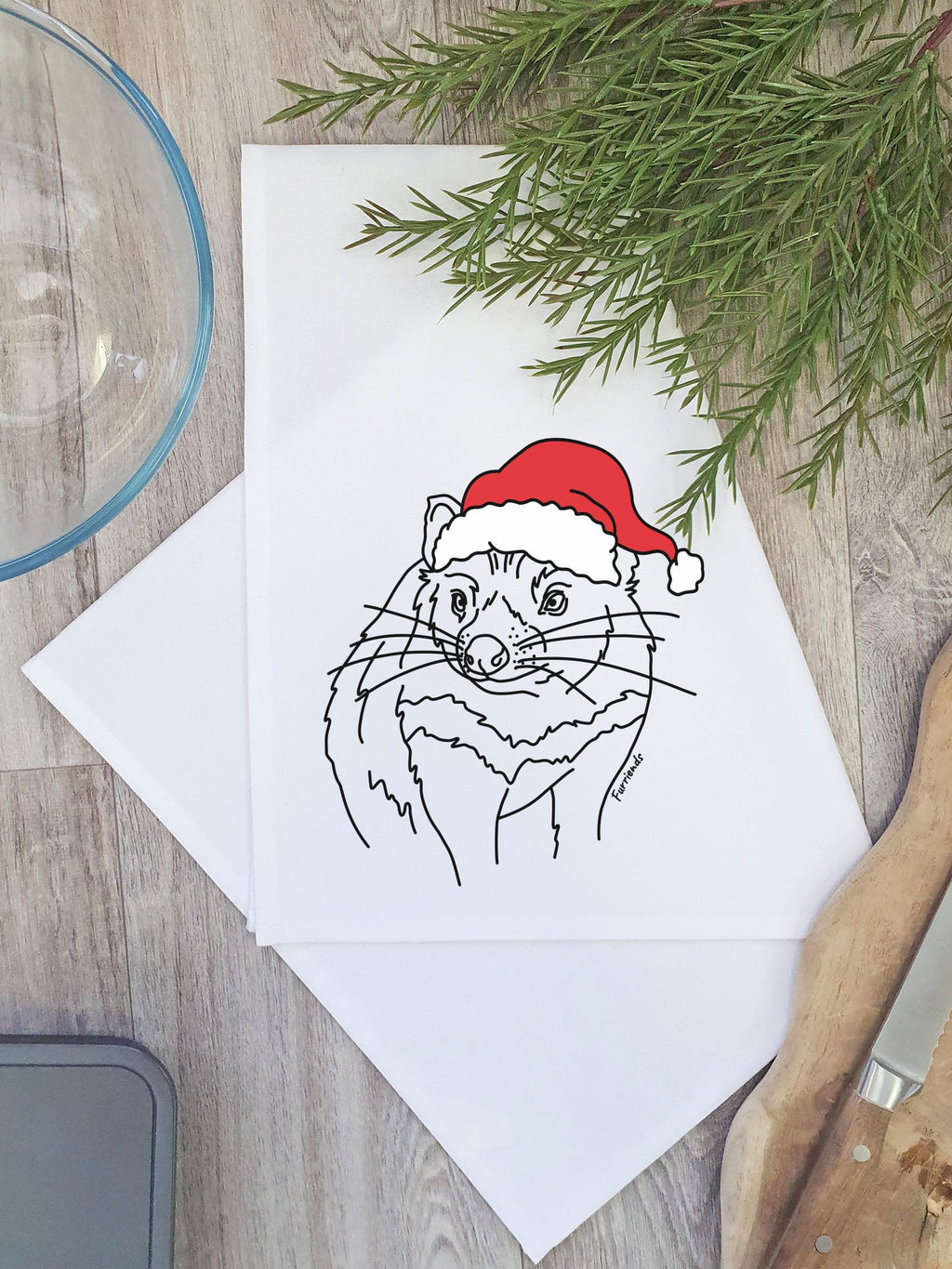 Tasmanian Devil Christmas Edition Tea Towel