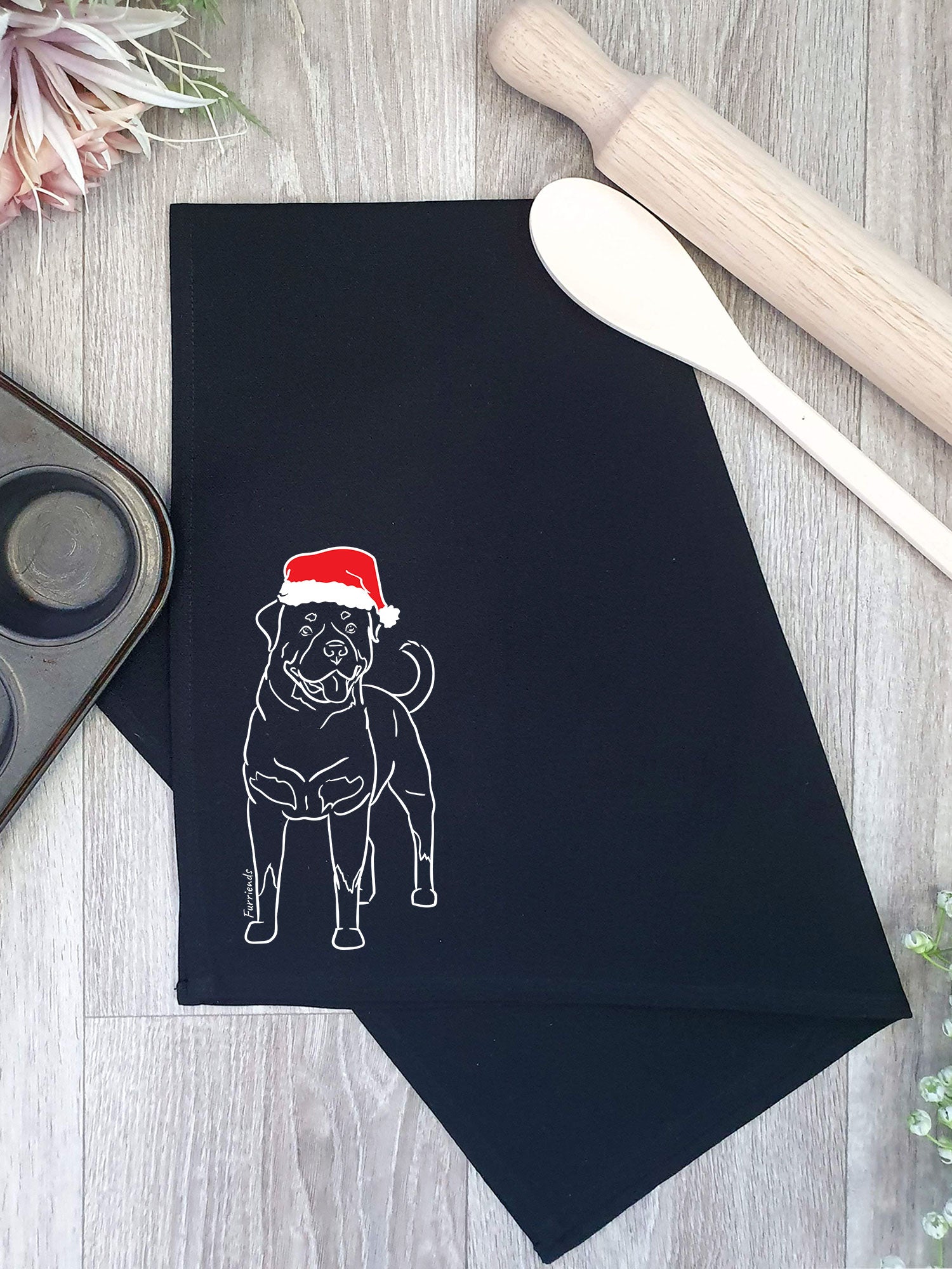 Rottweiler Christmas Edition Tea Towel