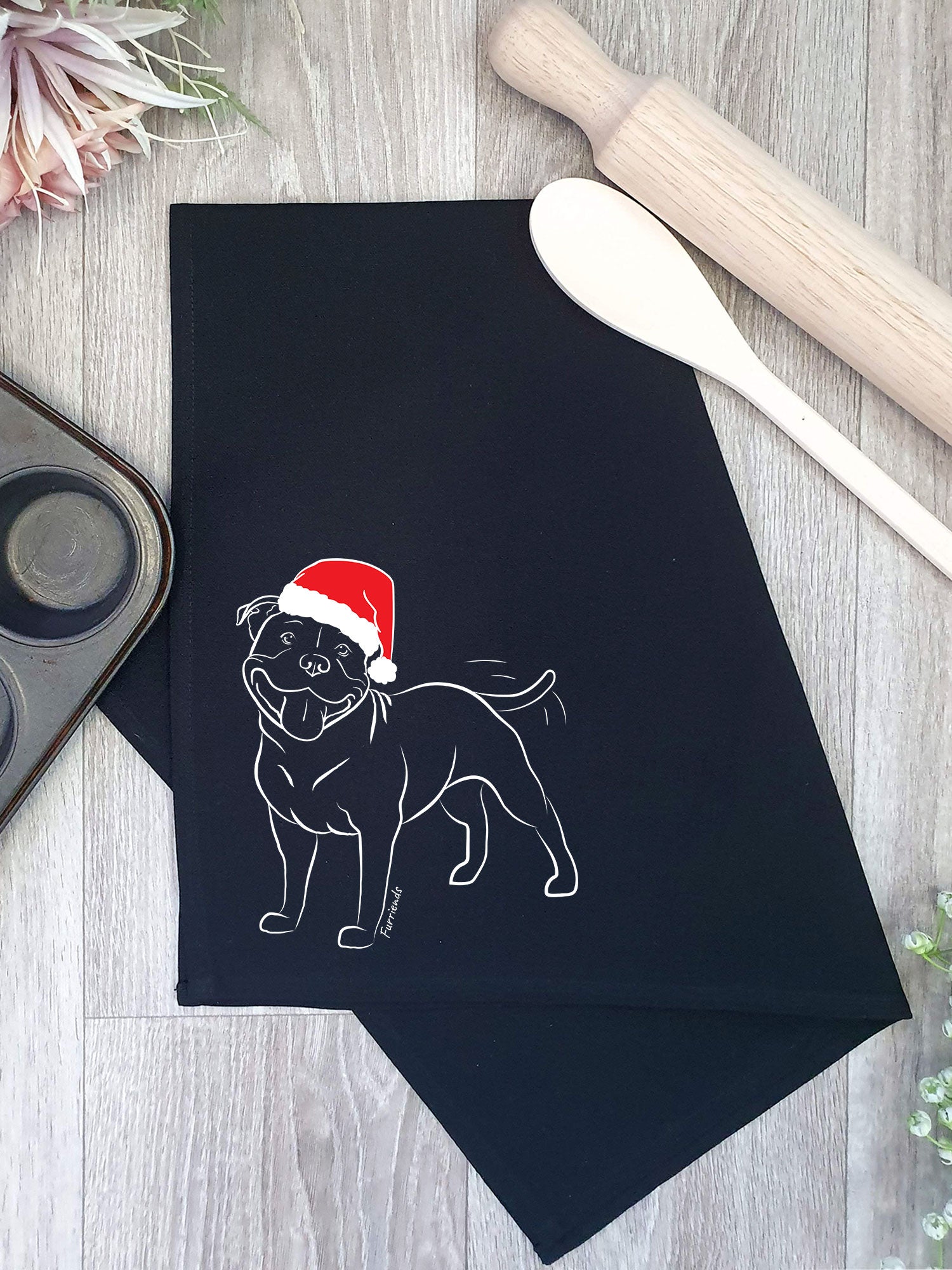 Staffordshire Bull Terrier Christmas Edition Tea Towel