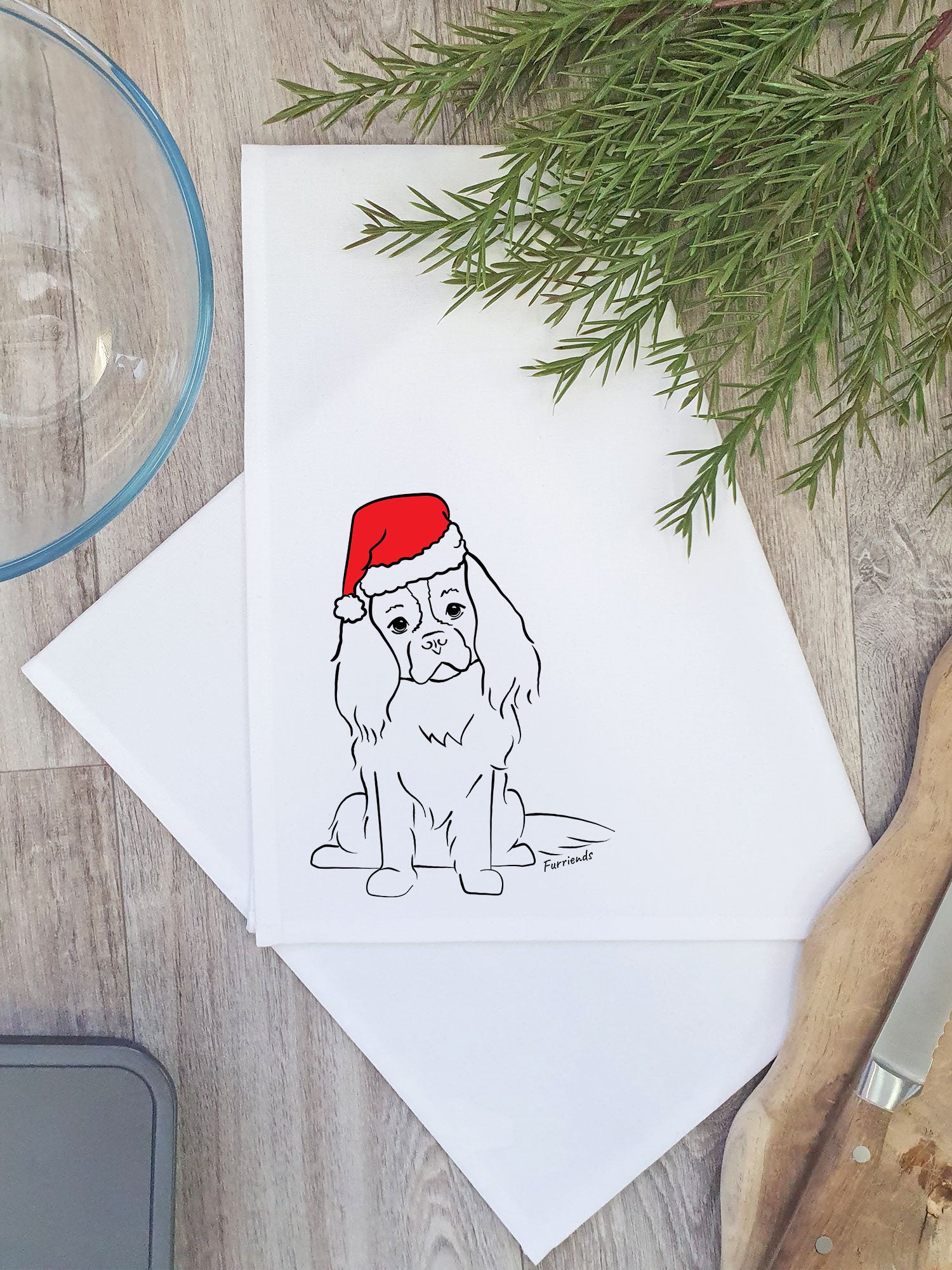 Cavalier King Charles Spaniel Christmas Edition Tea Towel