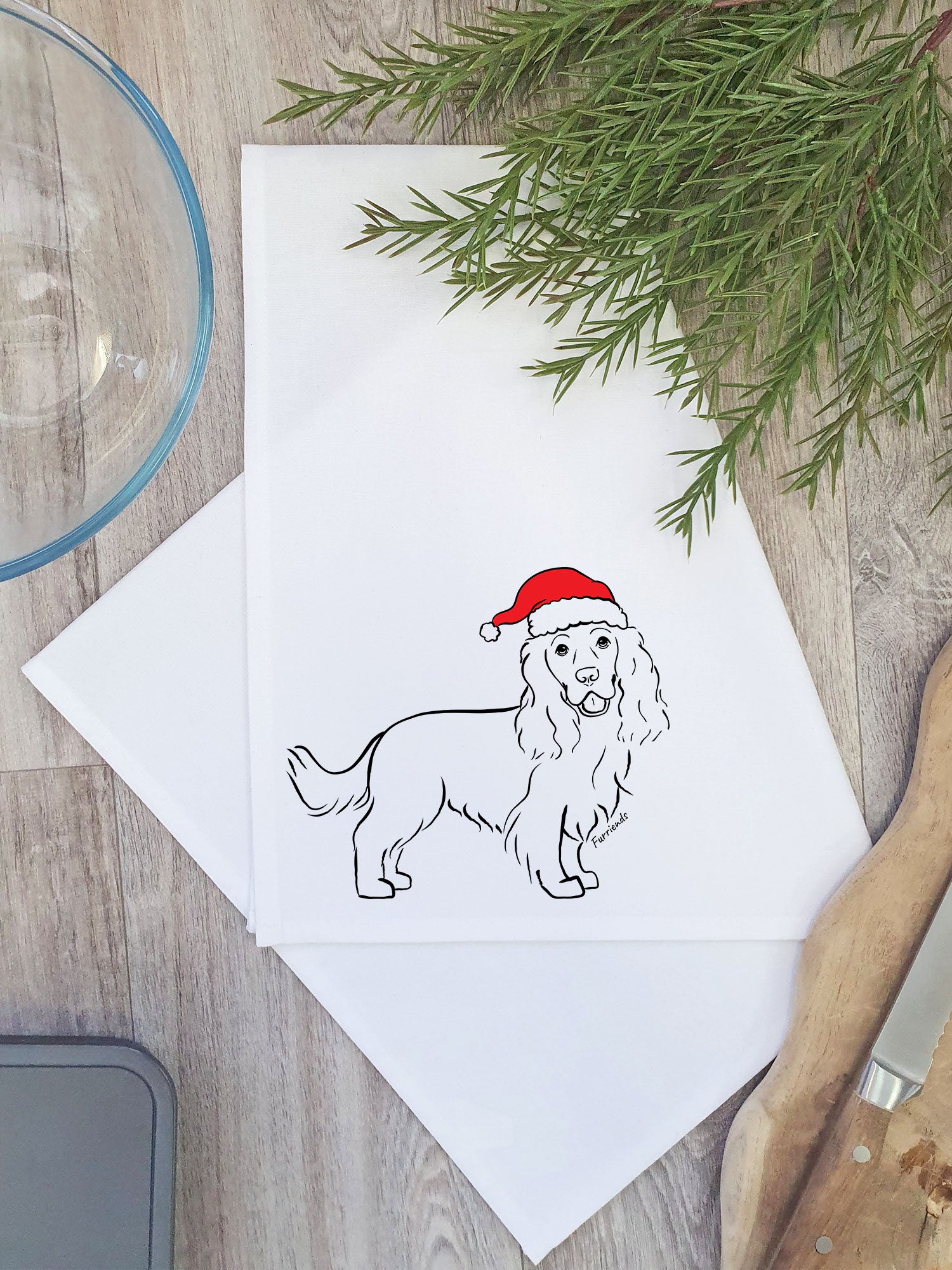 Cocker Spaniel Christmas Edition Tea Towel