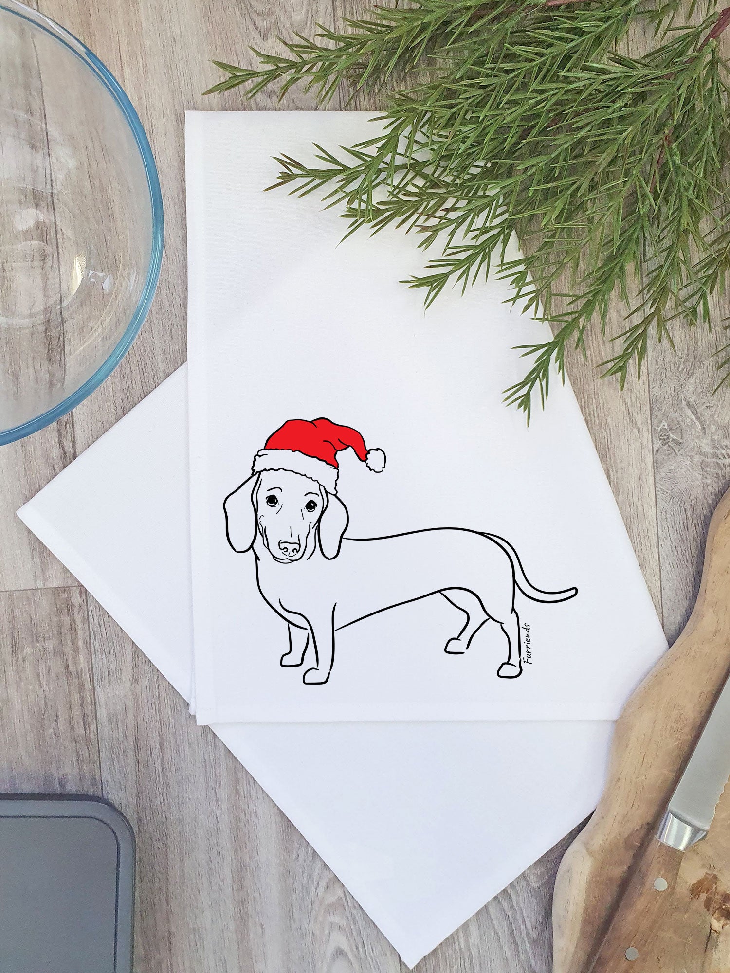 Dachshund Christmas Edition Tea Towel