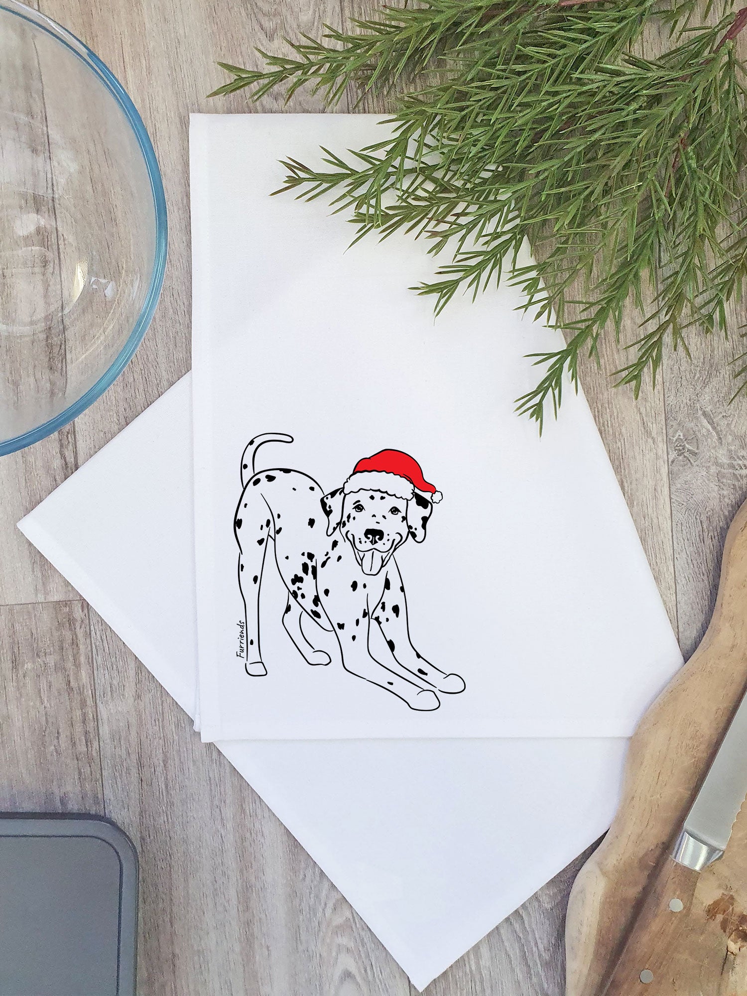 Dalmatian Christmas Edition Tea Towel