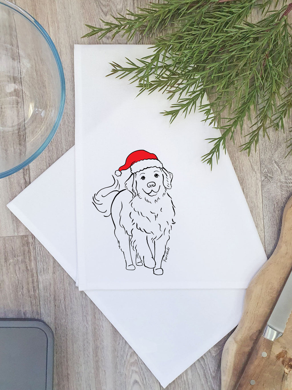 Golden Retriever Christmas Edition Tea Towel