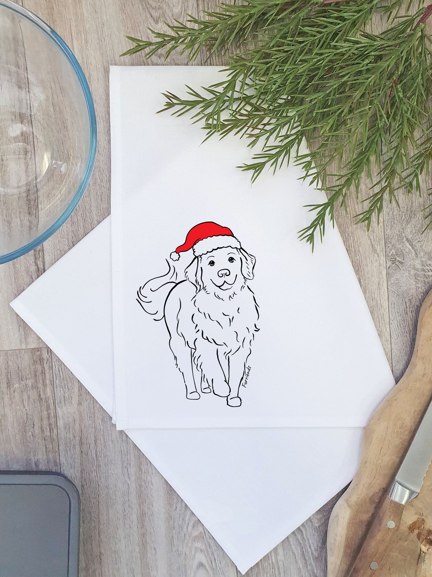 Golden Retriever Christmas Edition Tea Towel