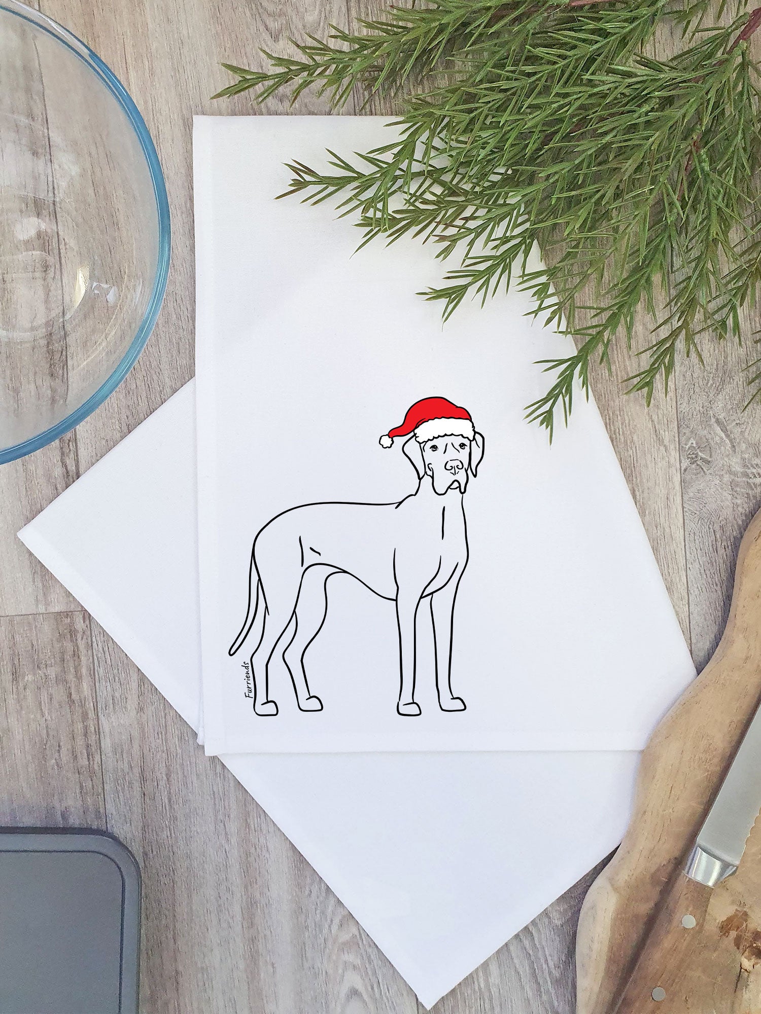 Great Dane Christmas Edition Tea Towel