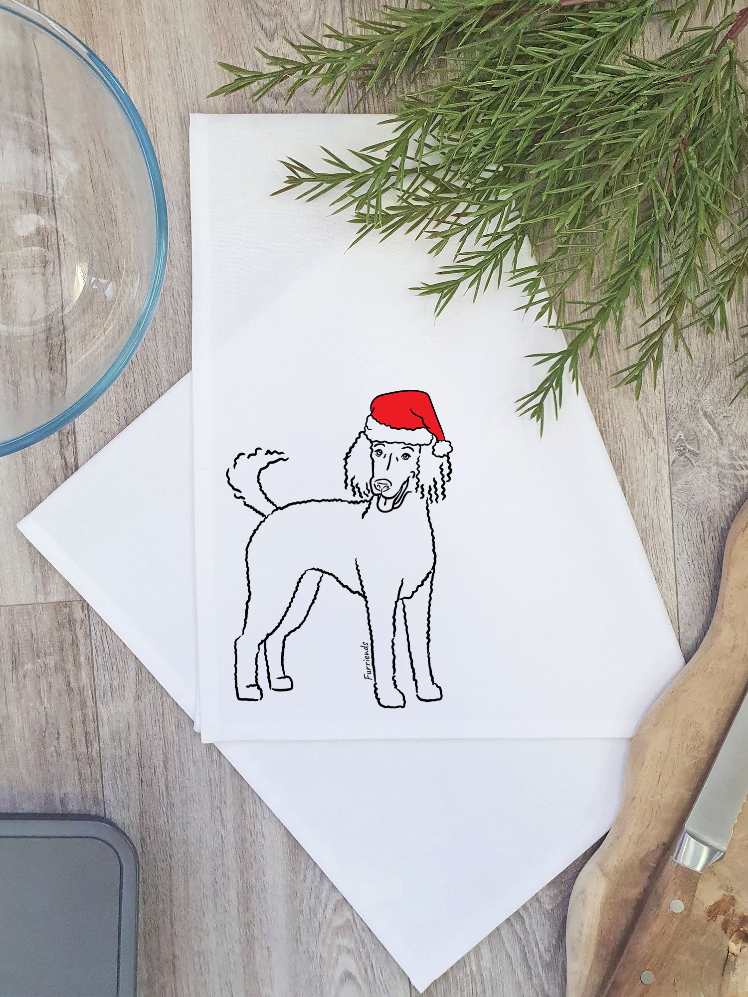 Poodle Christmas Edition Tea Towel