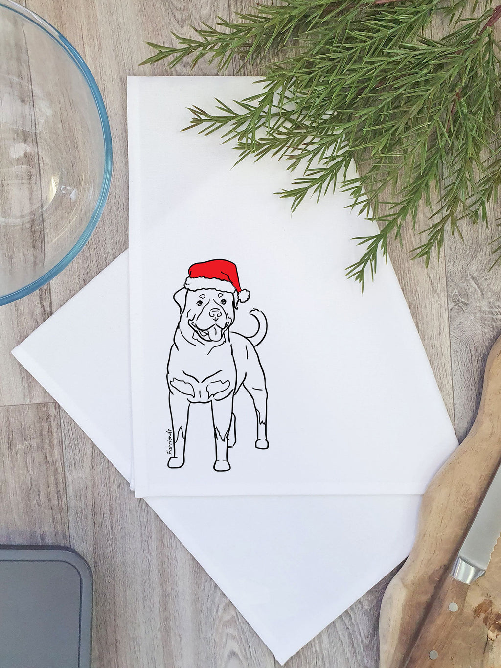 Rottweiler Christmas Edition Tea Towel