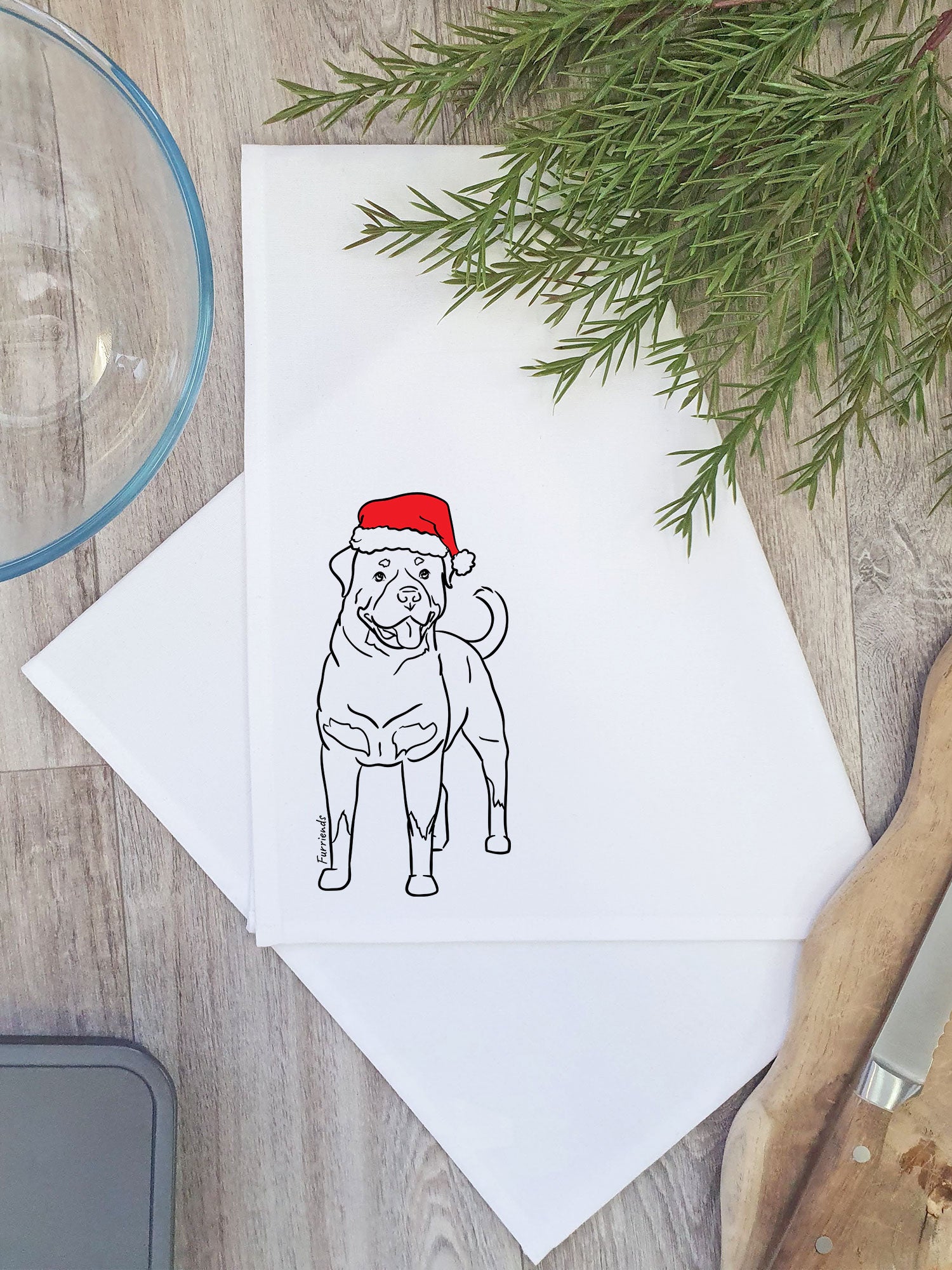 Rottweiler Christmas Edition Tea Towel