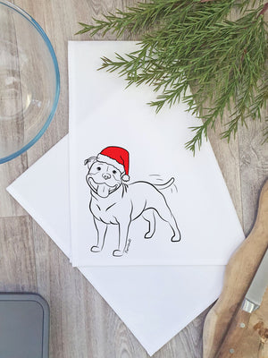Staffordshire Bull Terrier Christmas Edition Tea Towel