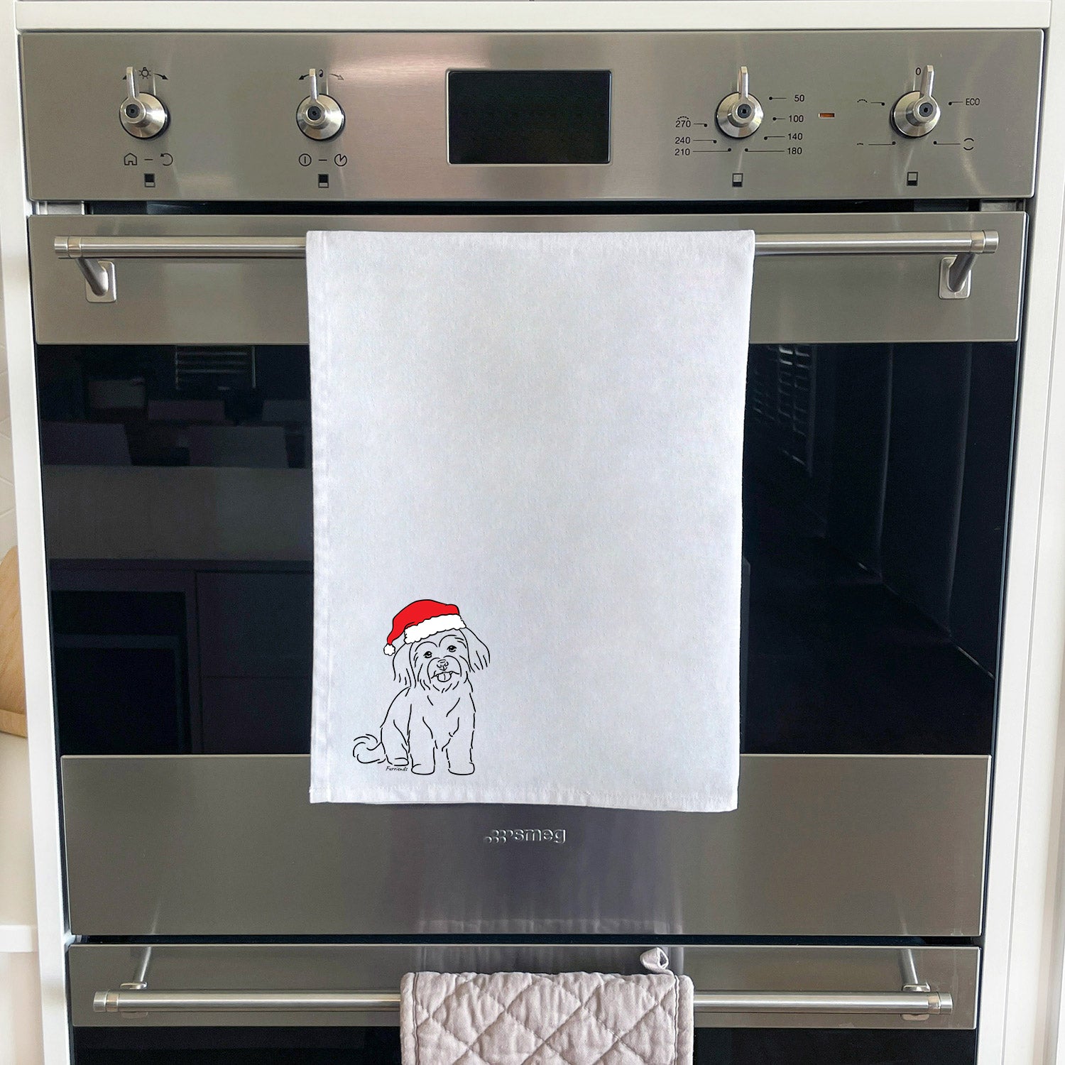 Maltese Terrier Christmas Edition Tea Towel