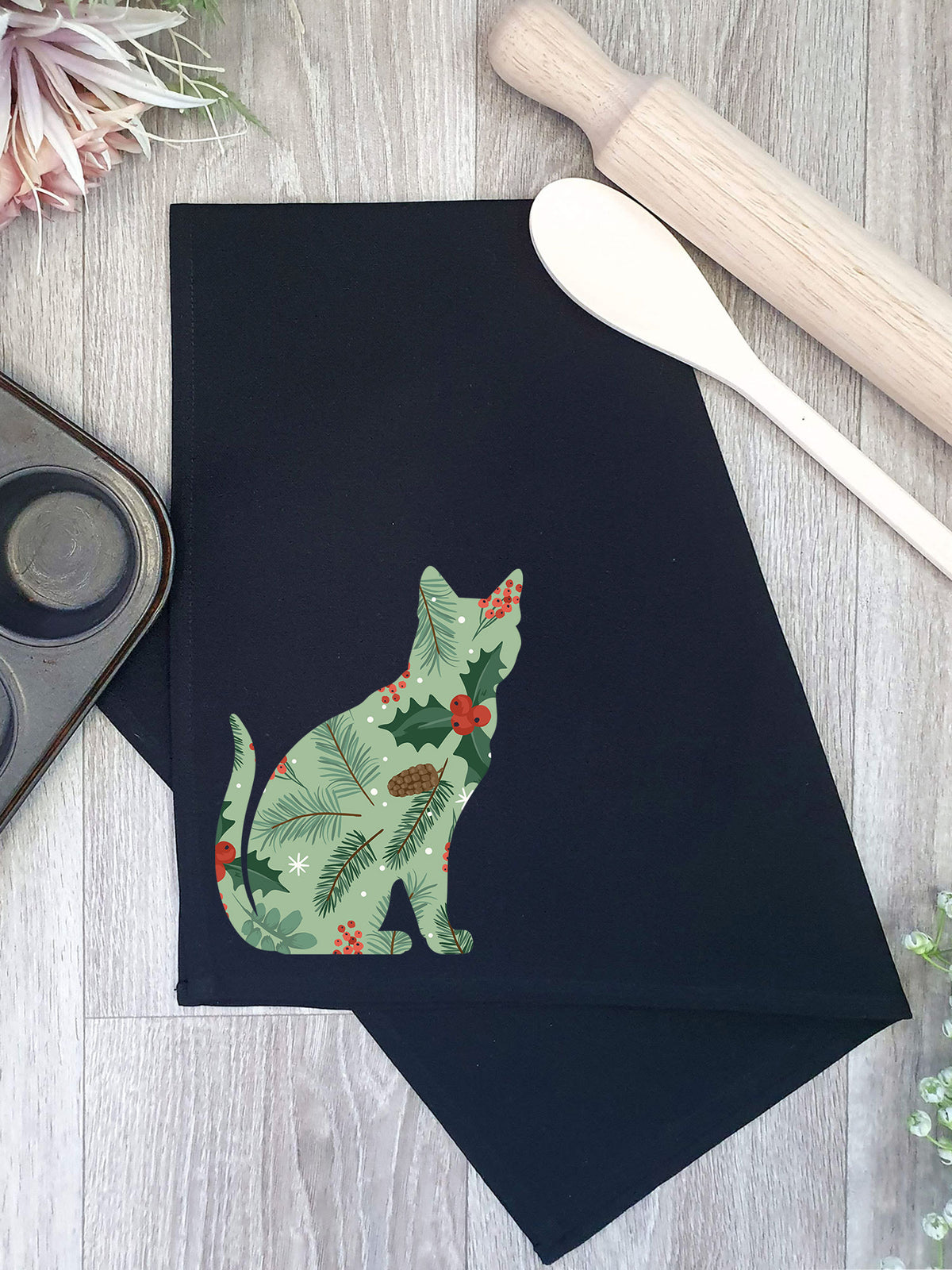 Feline Festive Tea Towel