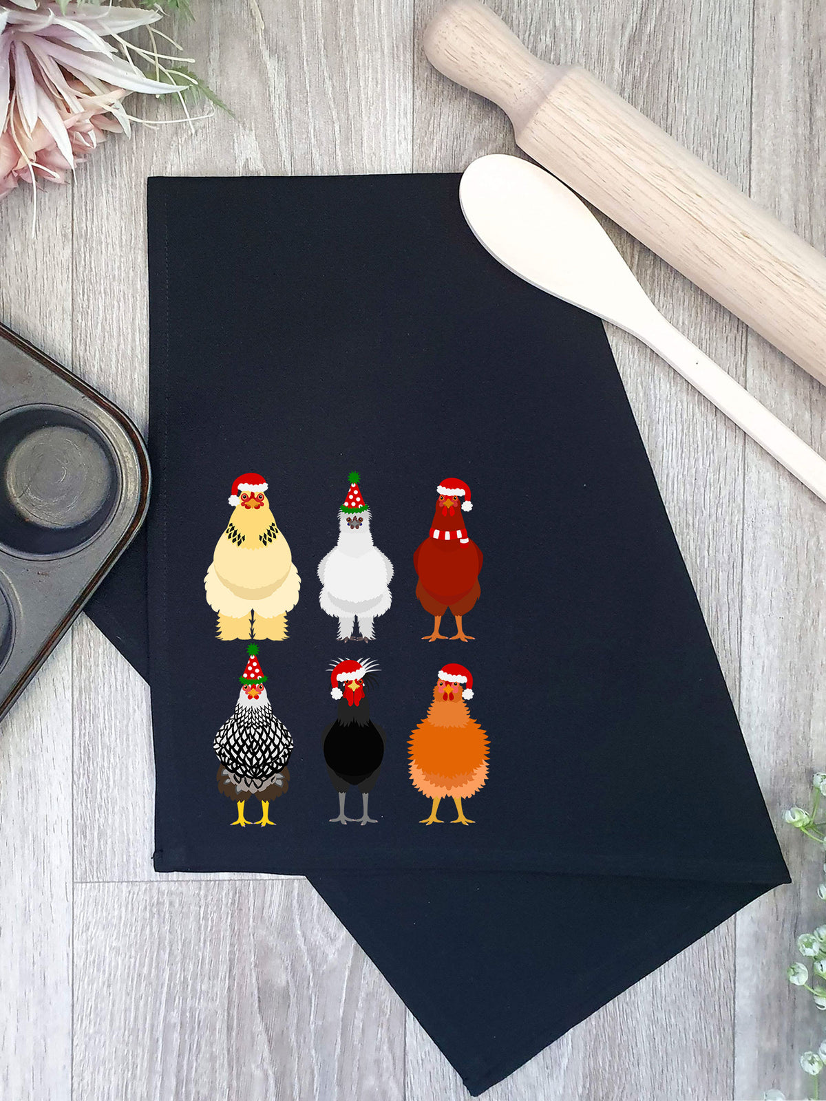 Merry Clucking Christmas Tea Towel