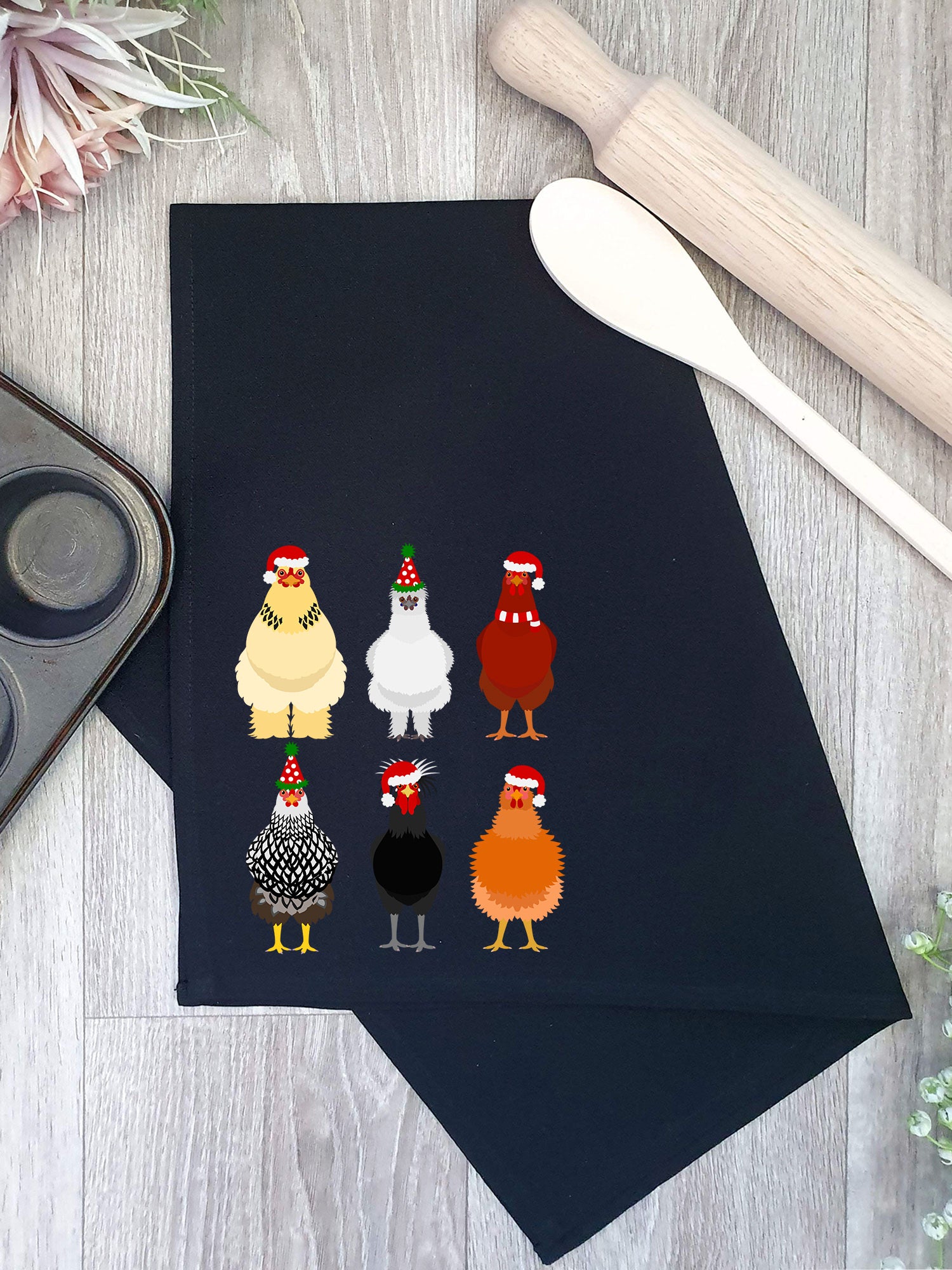 Merry Clucking Christmas Tea Towel