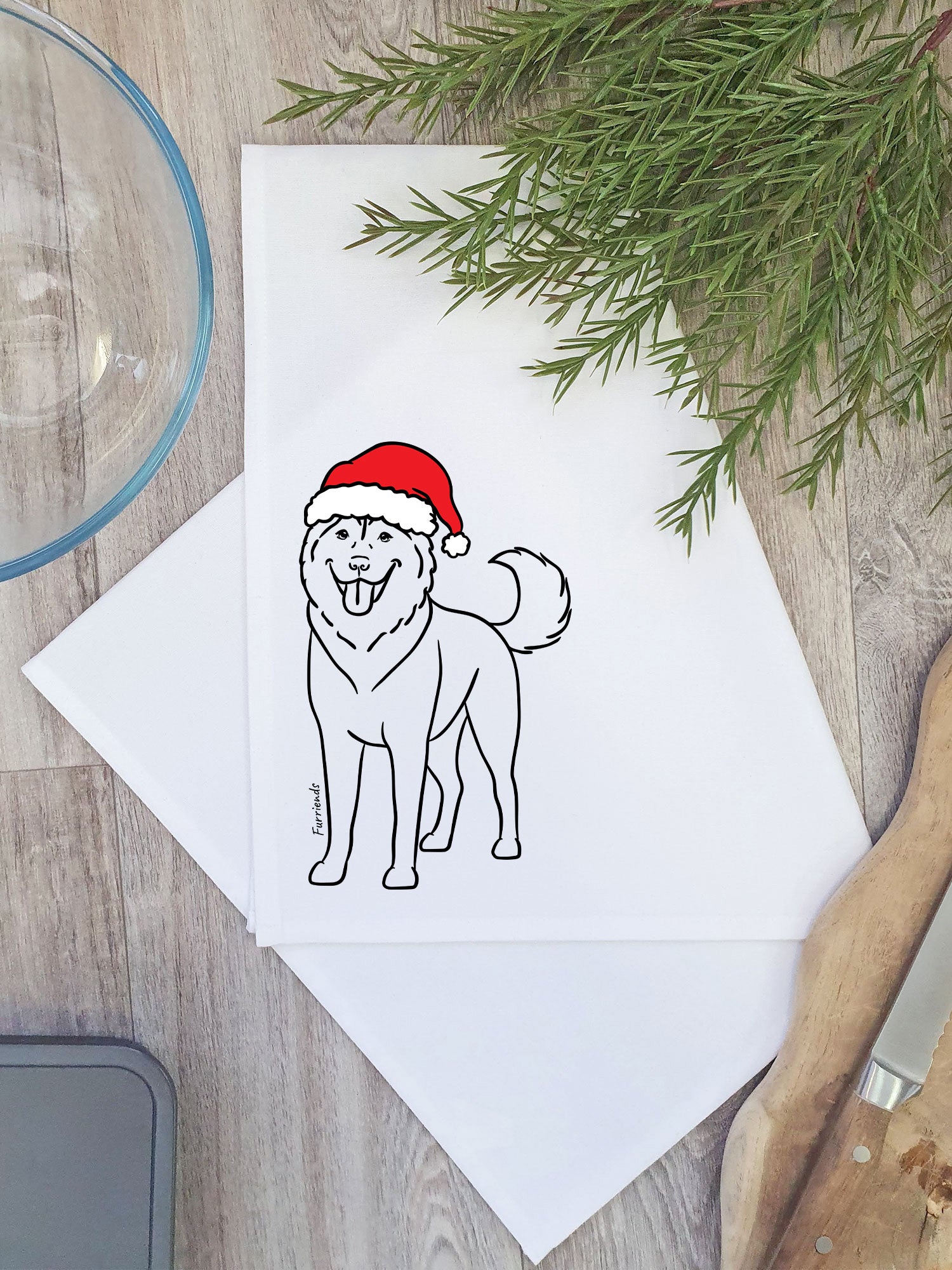 Husky Christmas Edition Tea Towel