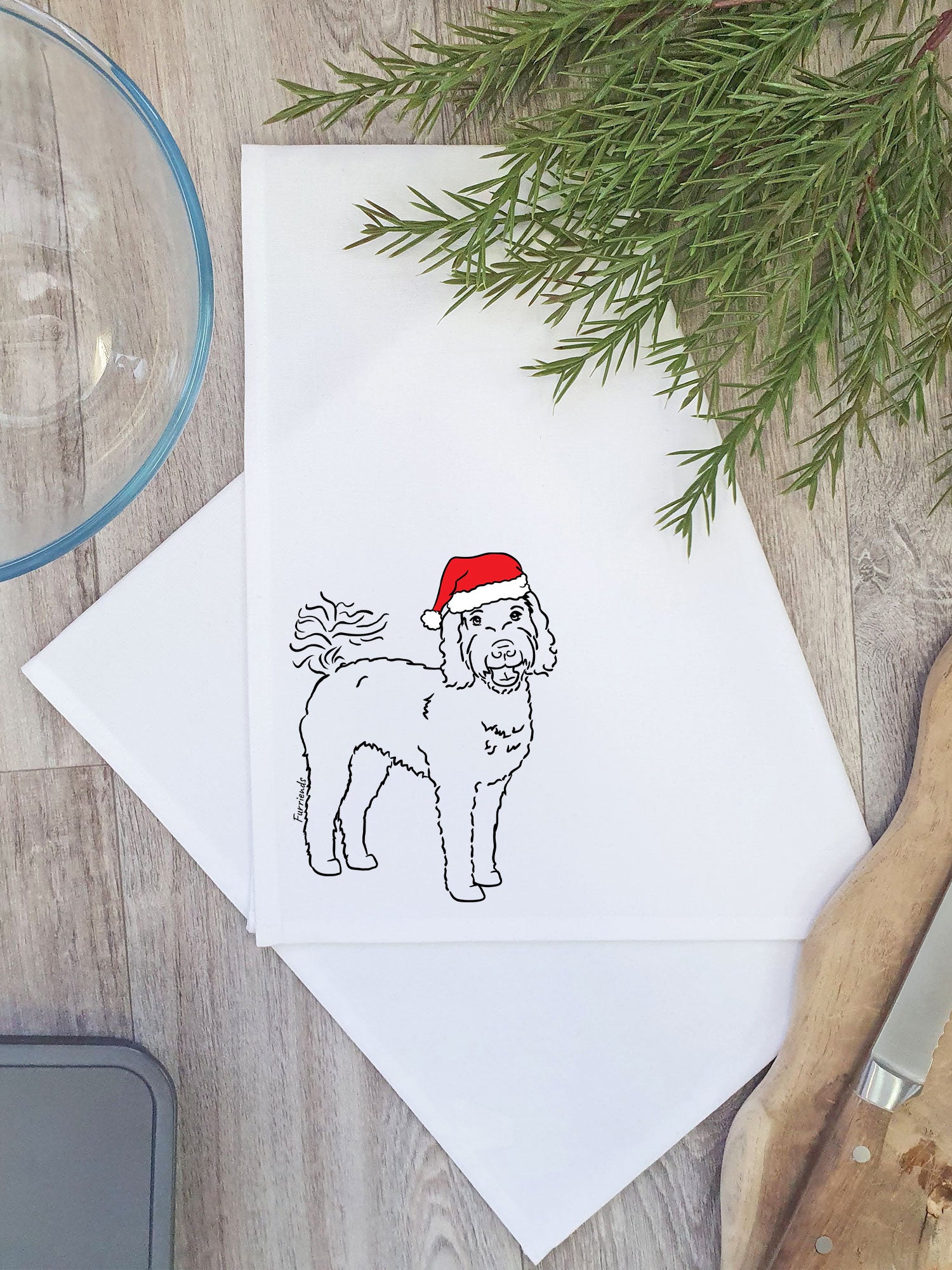 Labradoodle Christmas Edition Tea Towel