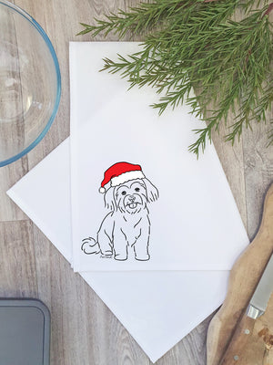 Maltese Terrier Christmas Edition Tea Towel