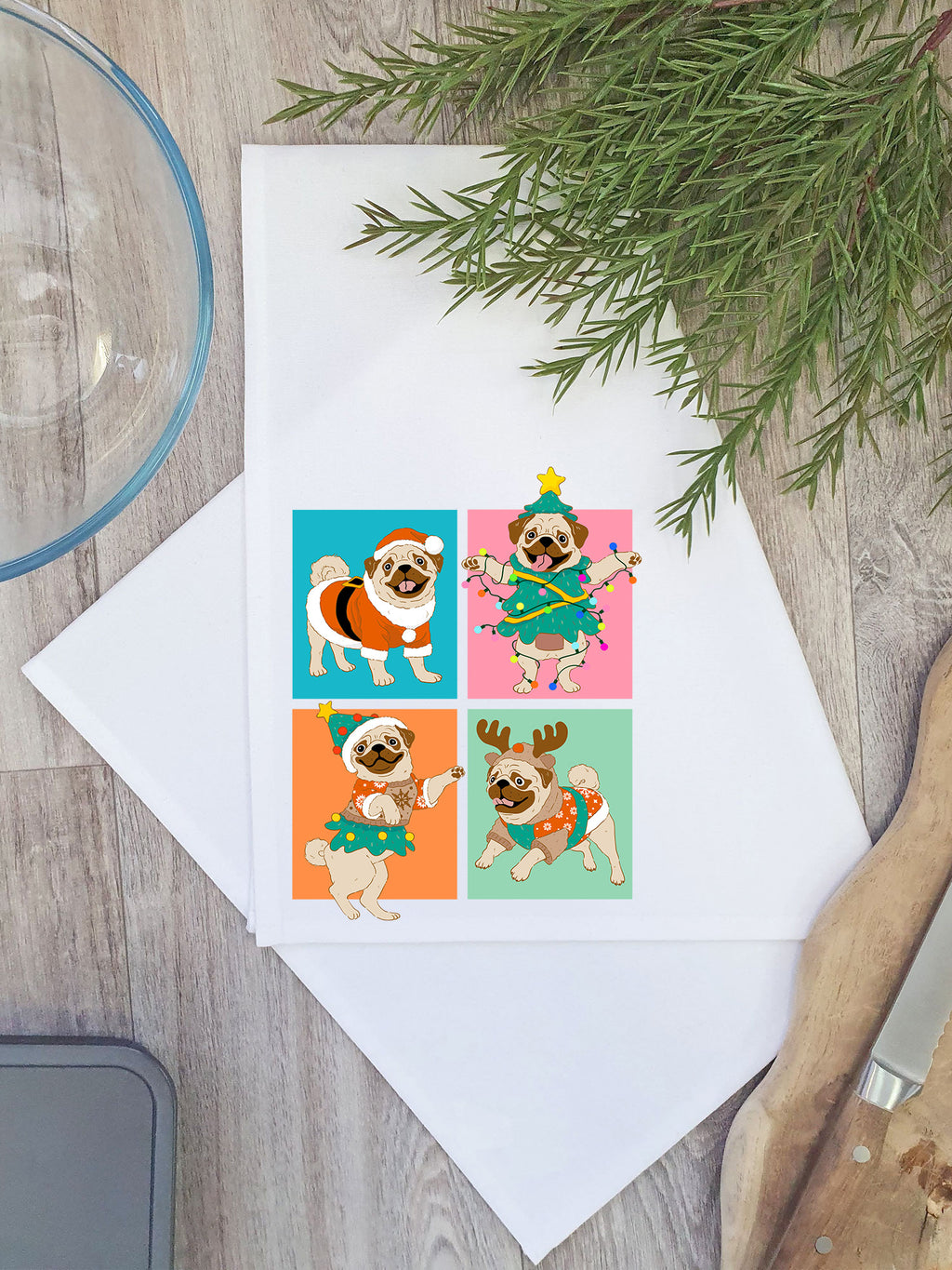 Pugmas Tea Towel